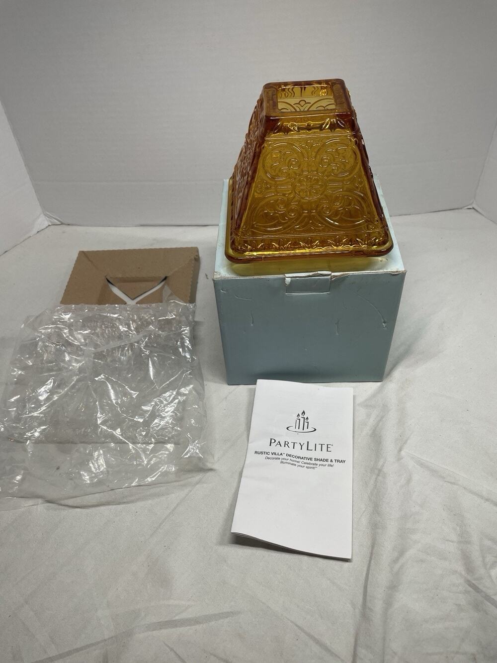 Vintage PartyLite Amber Rustic Villa Fairy Lamp Light - EXCELLENT! In Box!!!!